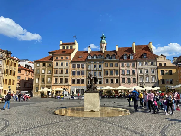 Meerjungfrau Skulptur Marktplatz Der Altstadt Von Konstanty Hegel Warschau Polen — Stockfoto