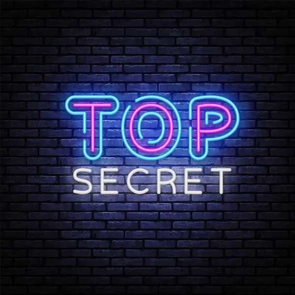 Top Secret Neon Sign Vector Illustratie. Vintage design sjabloon met top secret. — Stockvector