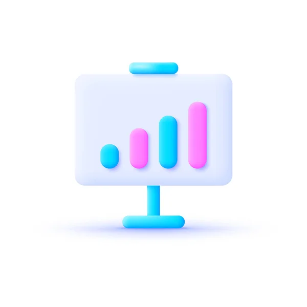 Statistic icon 3d in flat style on white background. Business vector icon. Statistic icon 3d, great design for any purposes. Vector design — Stock Vector
