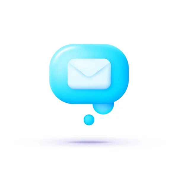 3D-Symbol mit blauer Botschaft für Konzeptdesign. Dialog, Chat-Sprechblase. Business-Ikone. Sprechblasen-Ikone. Symbolbild Webseite. Sms-Chat. Vektorillustration — Stockvektor