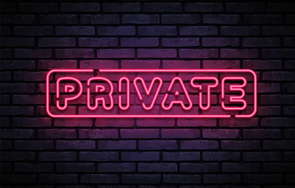 Private neon sign vector. Neon Gaming Design template, light banner, night signboard, nightly bright advertising, light inscription. Vector illustration — Archivo Imágenes Vectoriales