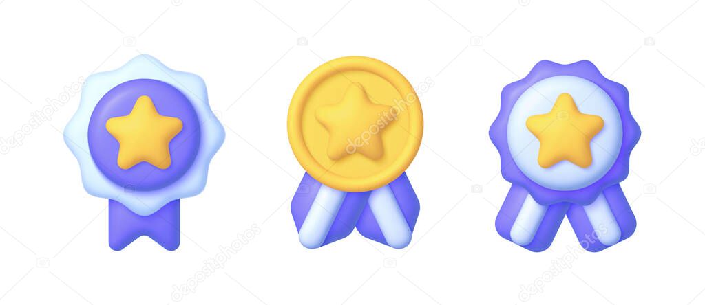 Quality 3d, great design for any purposes. 3d set. Certified logo badge. Simple vector illustration. Premium quality. Business icon. Vector background. Logo, label. Simple, flat design