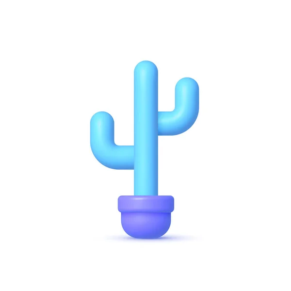 Modern absztrakt ikon kék kaktusz 3d fehér háttér koncepció design. 3d render illusztráció. Vektortervezés elkülönítve — Stock Vector