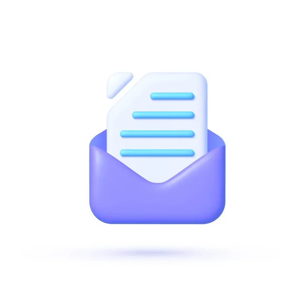 Email 3d em estilo 3d no fundo azul. 3d renderizar ilustração. Ilustração vetorial isolada. Ícone de negócios. Ícone de notificação de mensagem. Renderizar nova notificação por email — Vetor de Stock