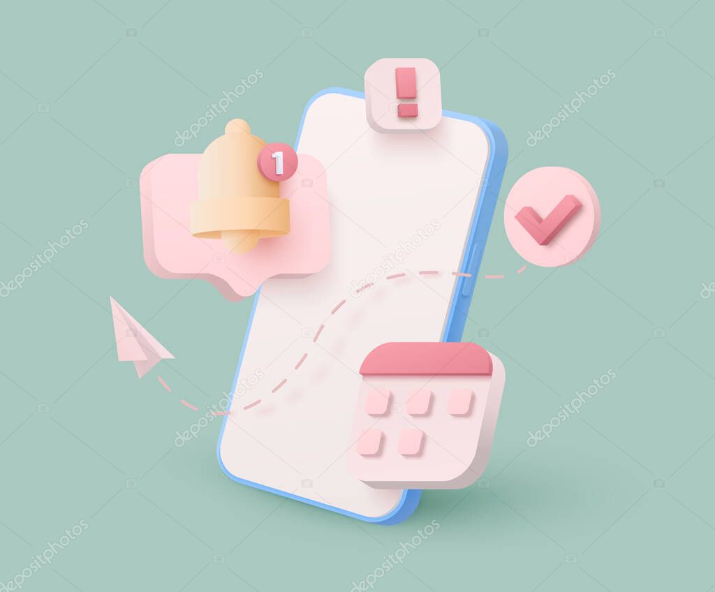 3D Reminder, great design for any purposes. Alert message. Online social media. Message notification icon. 3d chat bubble icon vector illustration. Vector illustration design