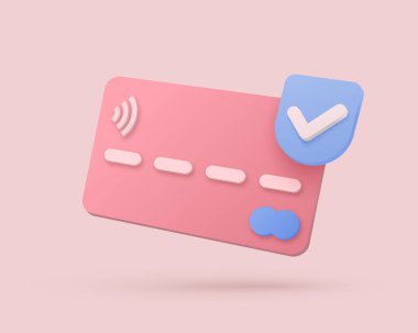 Web arkaplan tasarımı için kart. 3d fatura ödeme vektör illüstrasyonu. Çevrimiçi ödeme kavramı. Vektör illüstrasyon tasarımı