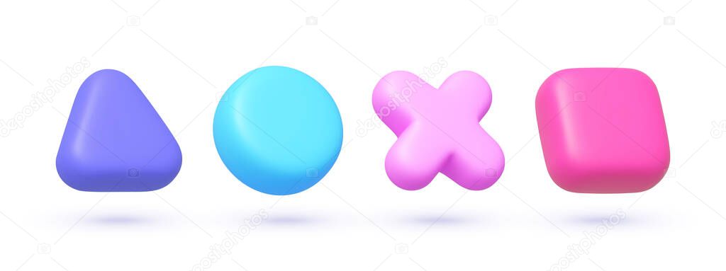 Abstract game 3d for computer game design. Isolated object. Vector design template.