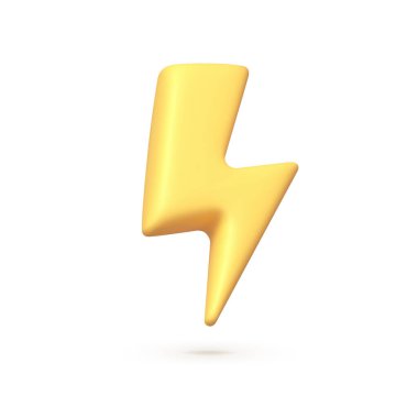 3D gerçekçi yıldırım vektör çizimi. Cıvata 3D, her amaç için harika bir tasarım. Vektör izole illüstrasyonu