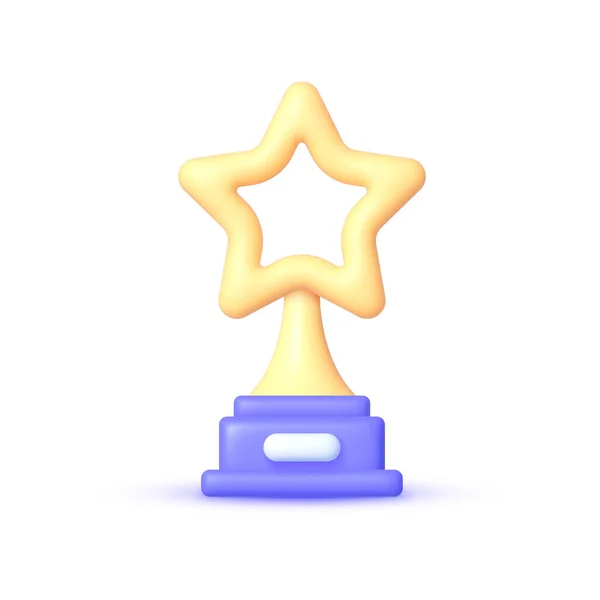 Troféu Com Ilustração Star Vector Sobre Fundo Branco Ilustração Vetorial —  Vetores de Stock