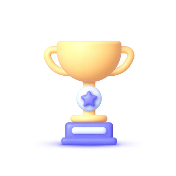 Trophy Whit Star Vektor Illusztráció Fehér Háttérrel Vektor Illusztráció — Stock Vector