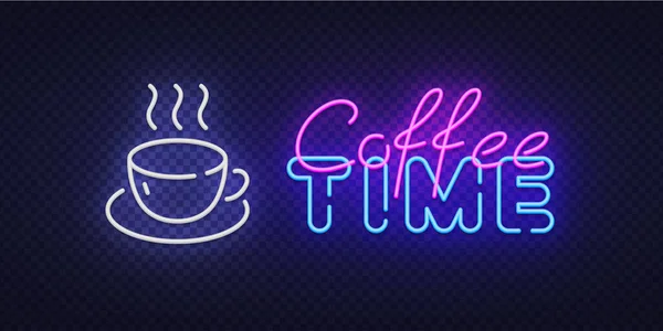 Coffee Time Neon Banner Design Vintage Style Design Vector Isolated — Image vectorielle