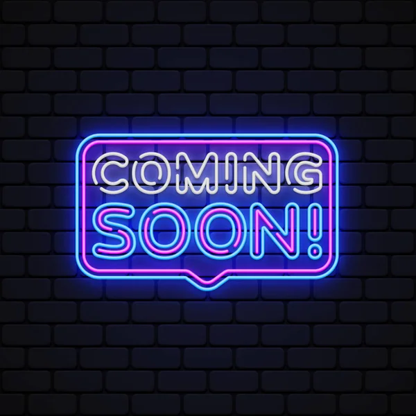 Retro Coming Soon Great Design Any Purposes Marketing Concept Neon — Stock Vector