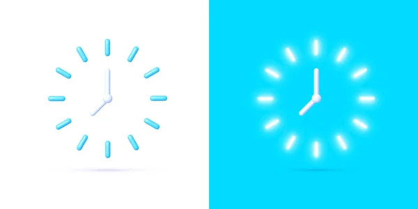 Clock Neon Vector Icon Circle Clock Icon Digital Illustration Time — Image vectorielle