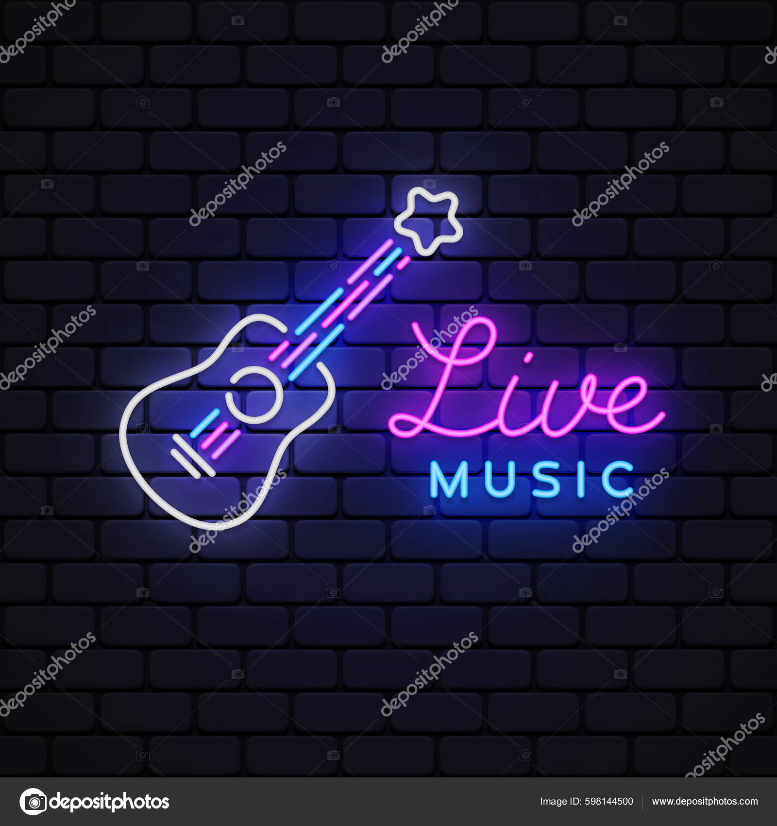 Live Music Neon Light Background Music Symbol Vector Glowing Digital Stock Vector Image by