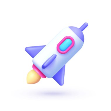 Realistic rocket 3d Vector design illustration. Space futuristic creative design. Design element. Vector illustration