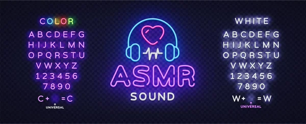 Asmr Sound Neon Logo Light Background Vintage Asmr Great Design — Stock Vector