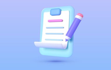 Konsept tasarım için 3B Belge 3D. Kopyalama, yazma ikonu. Yaratıcı yazarlık ve hikaye anlatma, eğitim kavramı. Yaratıcı bir kavram. İzole vektör çizimi. Vektör illüstrasyonu