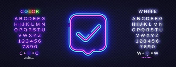 Check Mark Neon Sign Great Design Any Purposes Template Check — Stockvector