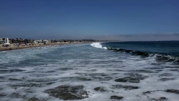 Venice Beach Pacific Ocean Waves Los Angeles California Video Footage — ストック動画