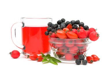 çay rose hips ve farklı meyveler ile yakın çekim