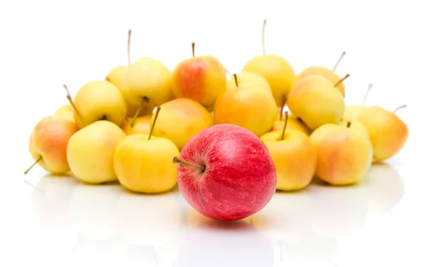Яблоки на белом фоне с отражением — стоковое фото