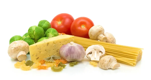 Still life of fresh food on a white background — Stock Photo, Image