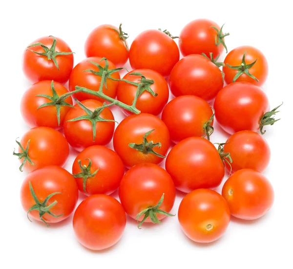 Tomates cereja em um fundo branco. Vista superior . — Fotografia de Stock