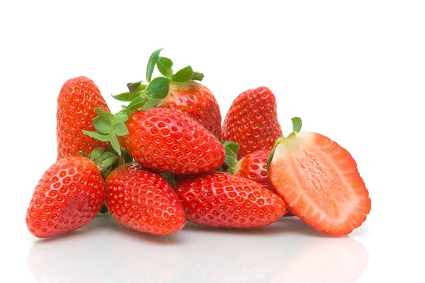 Fresh juicy strawberries isolated on white background — Stock Photo, Image