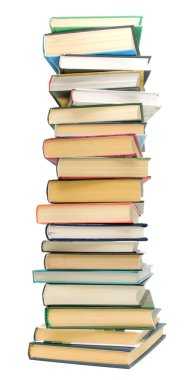 büyük yığın kitap beyaz zemin üzerine