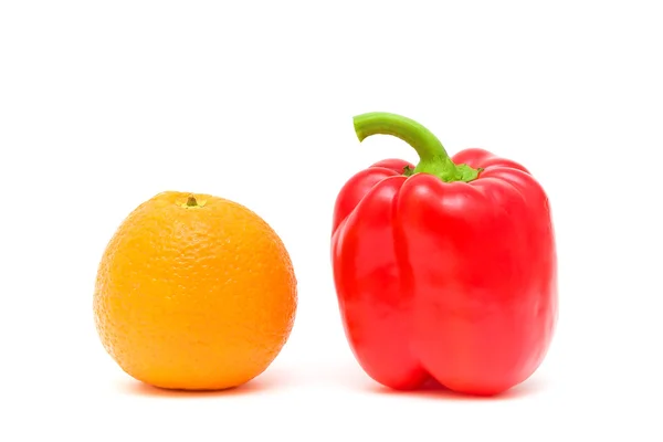 Orange and pepper on a white background — Stock Photo, Image