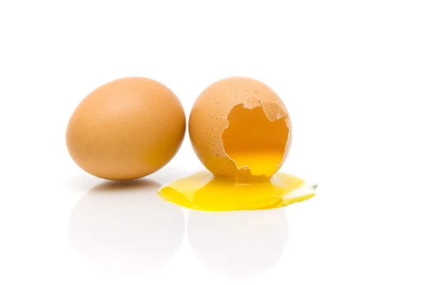 Chicken eggs close-up on white background — Stock Photo, Image