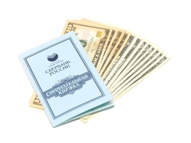 tasarruf dolar beyaz zemin üzerine izole kitap ve you.s.