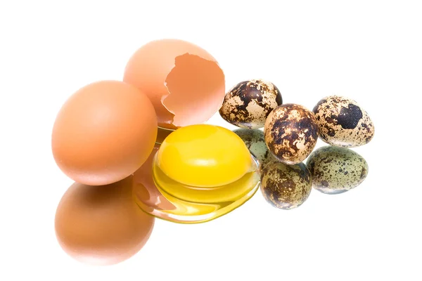 Ägg på en vit bakgrund närbild — Stockfoto