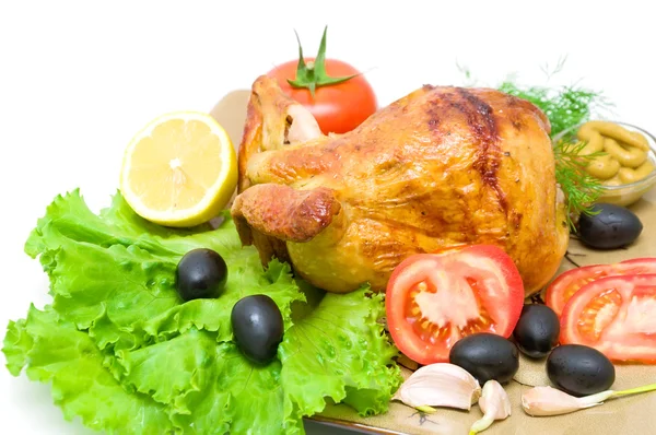 Pollo alla griglia con verdure primo piano — Foto Stock