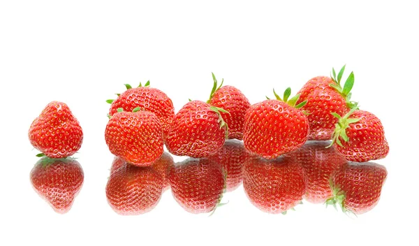 Juicy strawberries closeup on white background — Stock Photo, Image