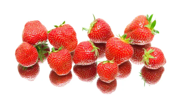 Berries of a ripe strawberry. white background - top view. — Stock Photo, Image