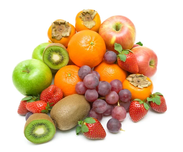 Bodegón de fruta fresca sobre fondo blanco —  Fotos de Stock
