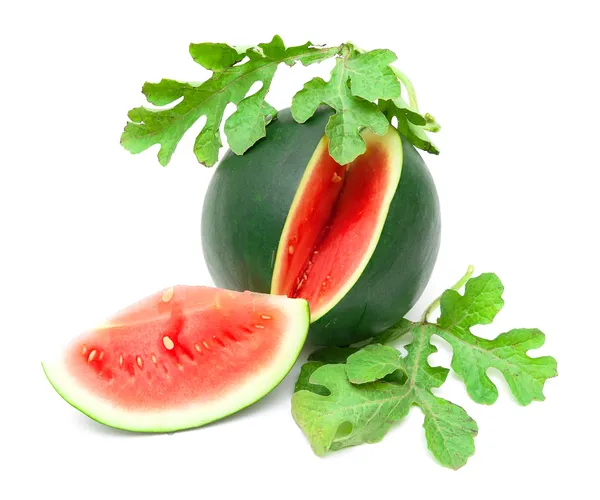 Ripe watermelon isolated on white background — Stock Photo, Image