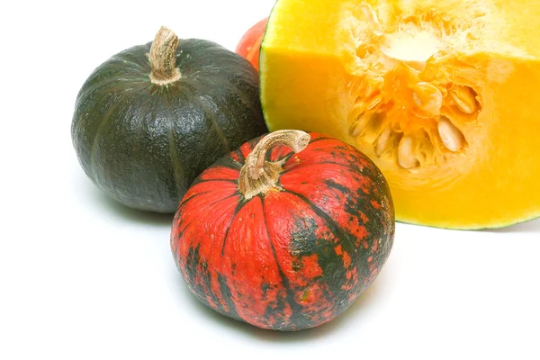 Pumpkin on a white background close-up. horizontal photo. — Stock Photo, Image