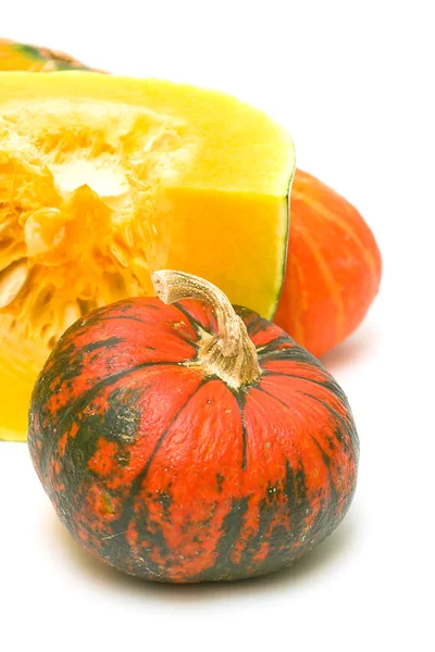 Pumpkin on a white background close-up. in the photo. — Stock Photo, Image