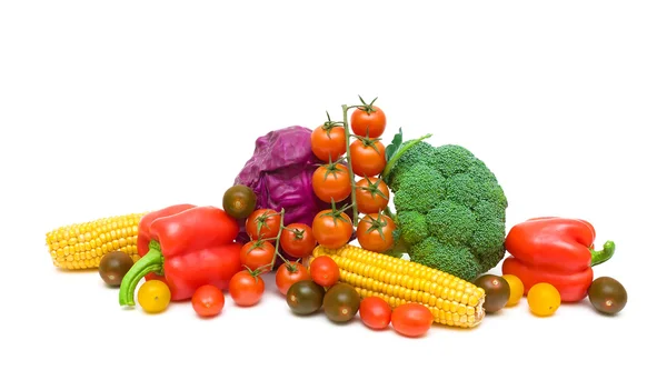 Fresh vegetables on white background - horizontal photo. — Stock Photo, Image