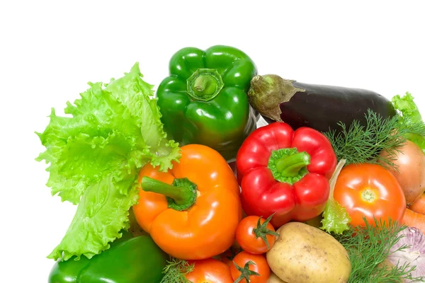 Fresh vegetables closeup on white background — Stock Photo, Image