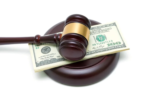 Gavel and money closeup — Stock Photo, Image