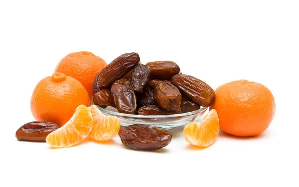 Tangerines and figs closeup on white background — Stock Photo, Image