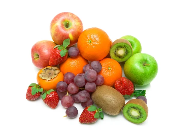 Fresh juicy fruits on white background — Stock Photo, Image