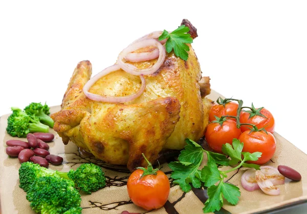 Poulet grillé avec légumes close-up - fond blanc — Photo