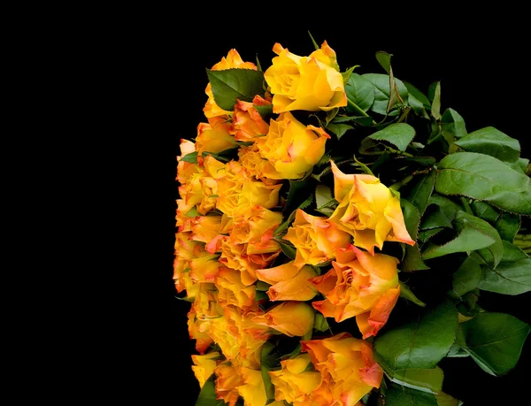 Mooi boeket rozen op een zwarte achtergrond — Stockfoto