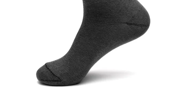 Πόδι Κάλτσα Γκρι Χρώμα Απομονώνονται Λευκό Φόντο Οριζόντια Φωτογραφία — Φωτογραφία Αρχείου