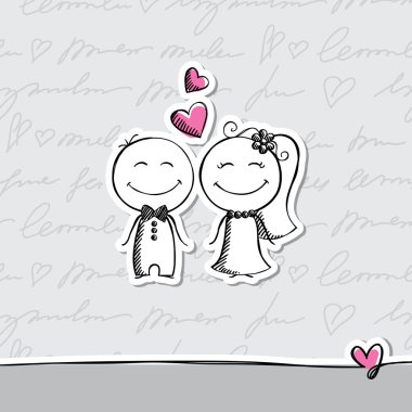 Hand drawn wedding couple clipart