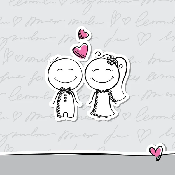 Pareja de boda dibujada a mano Vector de stock